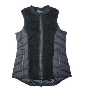 Athleta Responsible Tundra Goose Down Vest Faux Sherpa Black Quilted